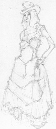 Woman in Gown and Hat