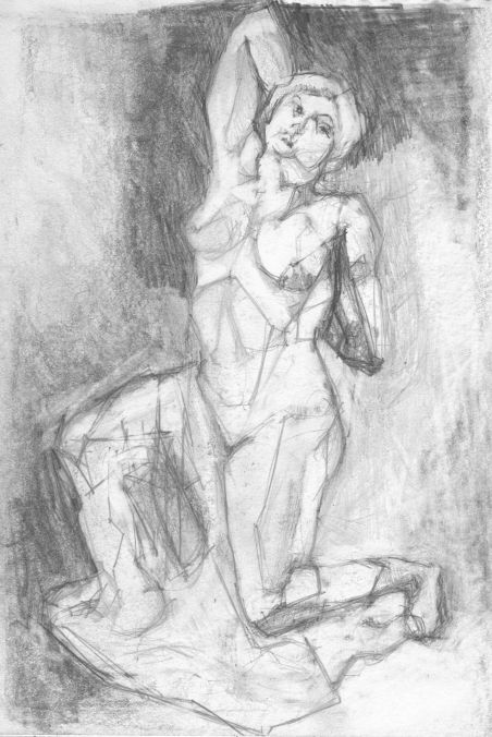 Nude Lost in Gray pencil on paper 6" x 9"