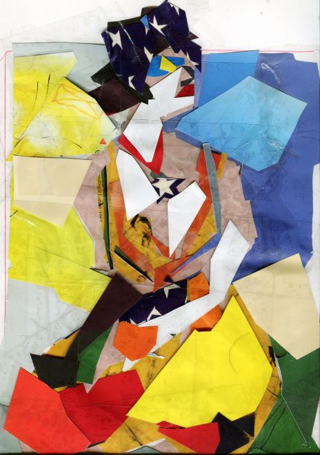 collage made from artnews magazines, 9" x 12"