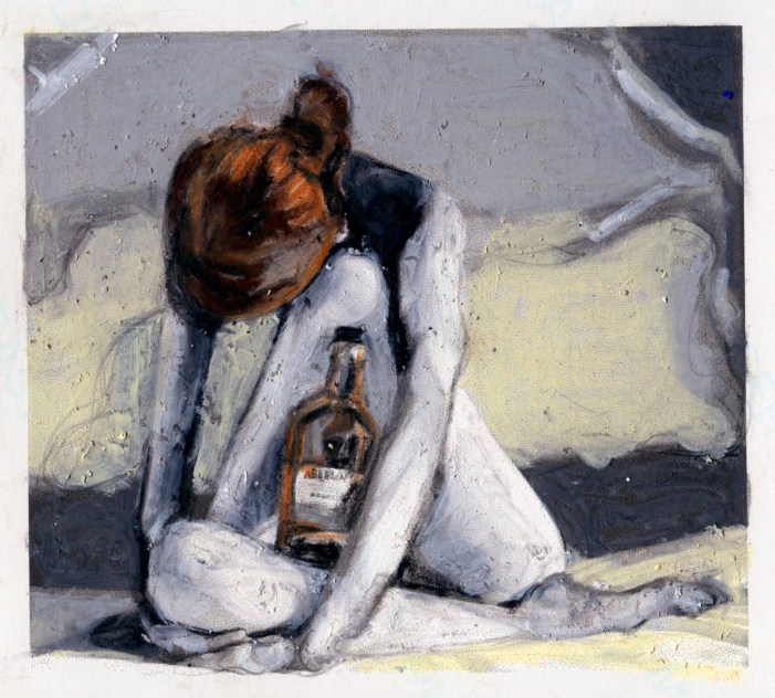 Woman in Bed with Her Bottle