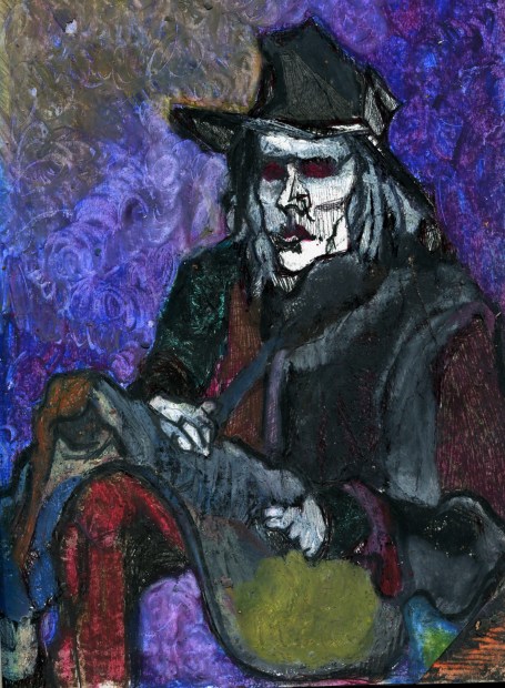 Her Evil Doppelganger mixed media on paper