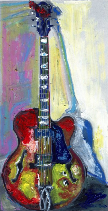 Portrait of Shadow the Hollow Body Guitar.