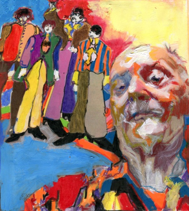 Jesse's in the Sky Like a Diamond, mixed media on paper.